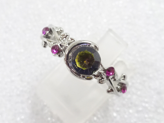 JAPANESE KIMONO / ANTIQUE COLORED STONE RING (SIZE 21)